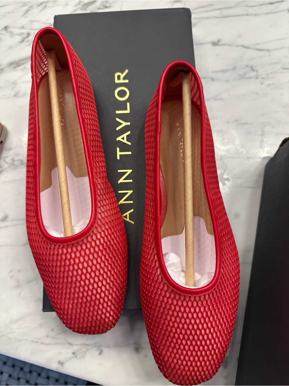 Ann Taylor Women's Red Pepper Mesh Ballet Flats Shoes 7.5 NIB